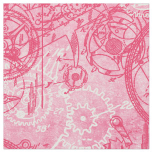Clockwork Collage Pink Stoff