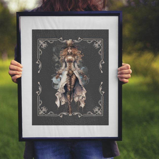 Clockwork Couture Steampunk Digitale Kunst Poster (As shown 16x20 print with white mat & black frame. )