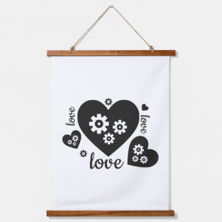 Clockwork Hearts-Teppich – Steampunk-Romanze Wandteppich Mit Holzrahmen