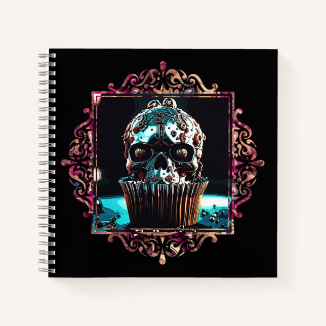 Clockwork Skull Cupcake Notizbuch (Vorderseite)