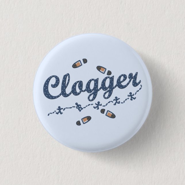 Clogger Tänzer-Schuhe, die Blau verstopfen Button (Vorderseite)
