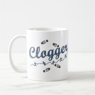 Clogger Tänzer-Schuhe, die Blau verstopfen Kaffeetasse