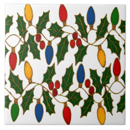 Cloisonne Art Christmas Lights and Holly Fliese