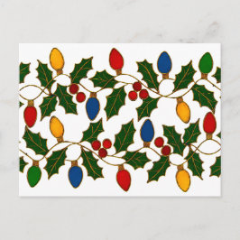 Cloisonne Art Christmas Lights and Holly Postkarte