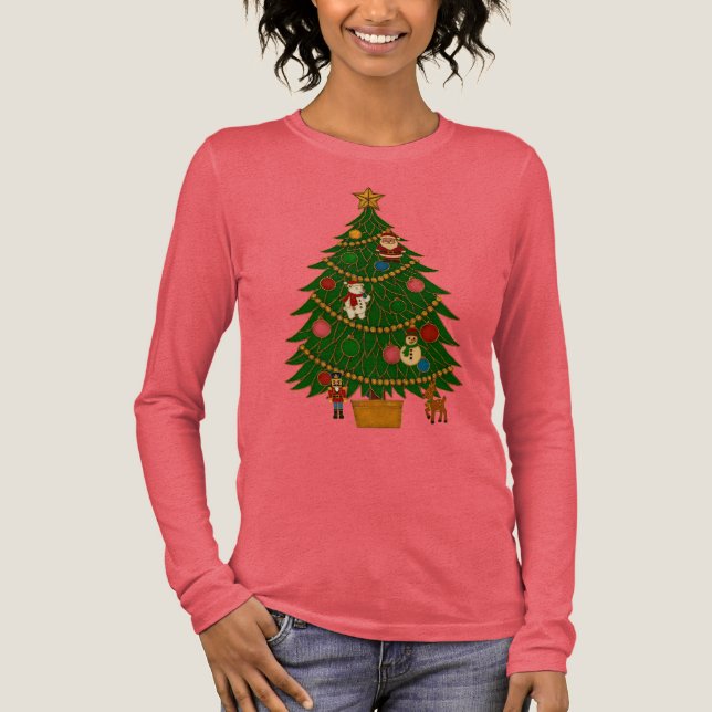 Cloisonne Art Christmas Tree Character Ornaments Tri-Blend Shirt (Vorderseite)