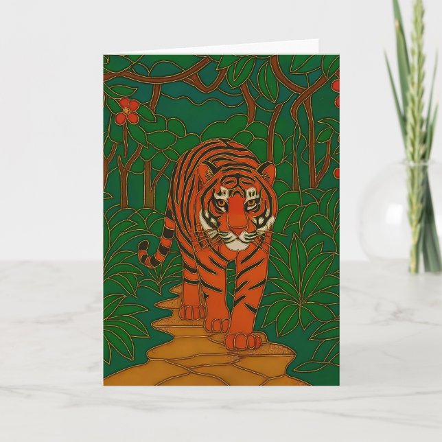 Cloisonne Art Tiger on the Jungle Path Karte (Vorderseite)