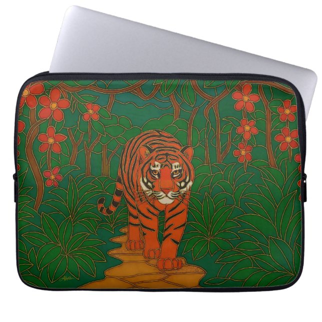 Cloisonne Art Tiger on the Jungle Path Laptopschutzhülle (Vorderseite)
