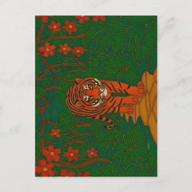 Cloisonne Art Tiger on the Jungle Path Postkarte (Vorderseite)