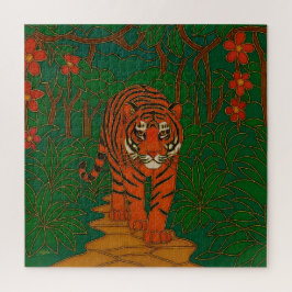 Cloisonne Art Tiger on the Jungle Path Puzzle
