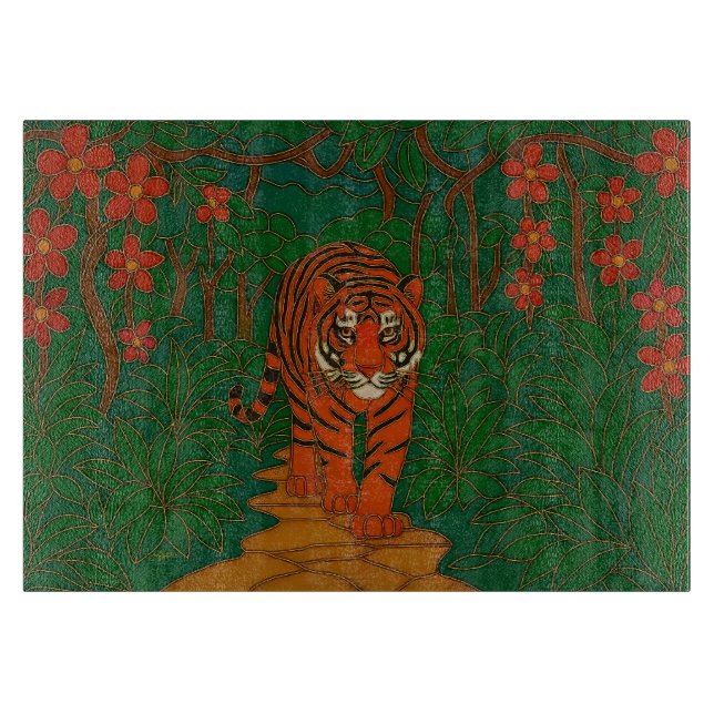 Cloisonne Art Tiger on the Jungle Path Schneidebrett (Vorderseite)