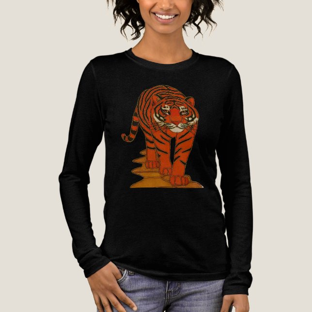 Cloisonne Art Tiger on the Jungle Path Tri-Blend Shirt (Vorderseite)