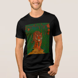 Cloisonne Art Tiger on the Jungle Path Tri-Blend Shirt