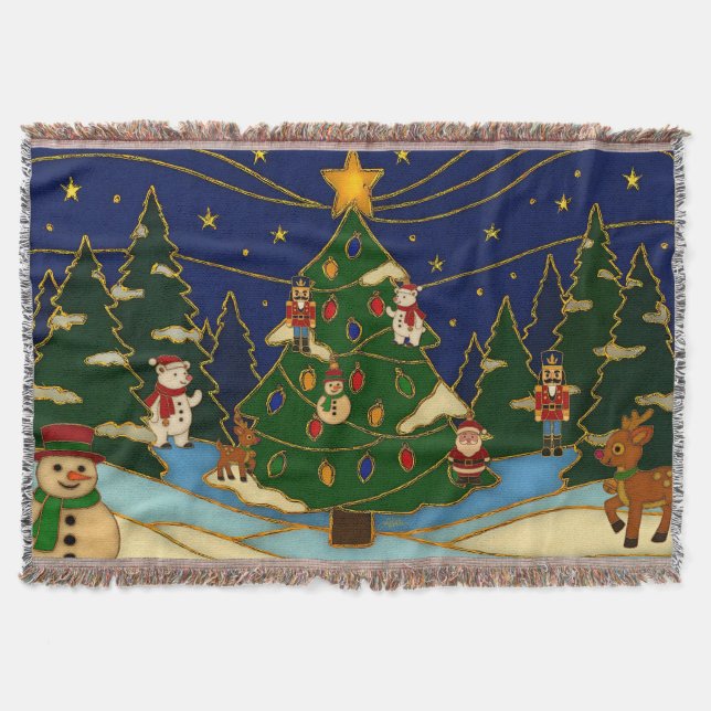 Cloisonne Art Whimsical Forest Classic Christmas  Decke (Vorderseite)