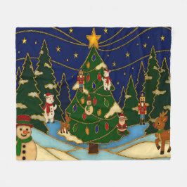 Cloisonne Art Whimsical Forest Classic Christmas  Fleecedecke