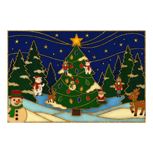 Cloisonne Art Whimsical Forest Classic Christmas  Fotodruck (Vorne)