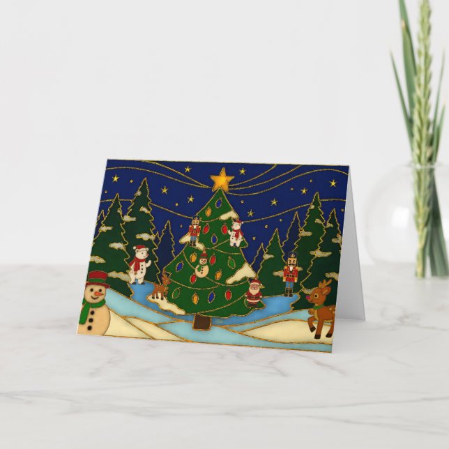 Cloisonne Art Whimsical Forest Classic Christmas  Karte (Vorderseite)