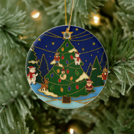 Cloisonne Art Whimsical Forest Classic Christmas  Keramik Ornament