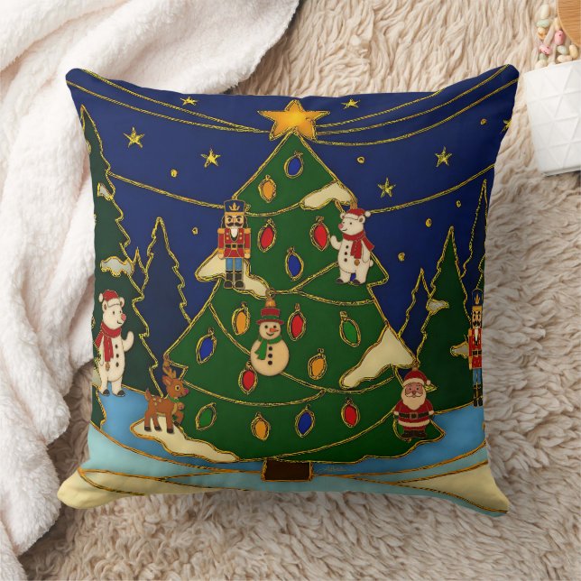 Cloisonne Art Whimsical Forest Classic Christmas  Kissen (Decke)