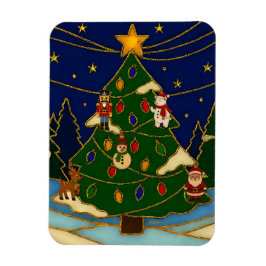 Cloisonne Art Whimsical Forest Classic Christmas  Magnet