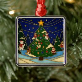 Cloisonne Art Whimsical Forest Classic Christmas  Ornament Aus Metall