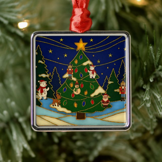 Cloisonne Art Whimsical Forest Classic Christmas  Ornament Aus Metall (Baum)