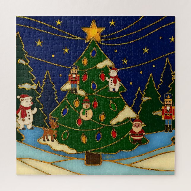 Cloisonne Art Whimsical Forest Classic Christmas  Puzzle (Vertikal)