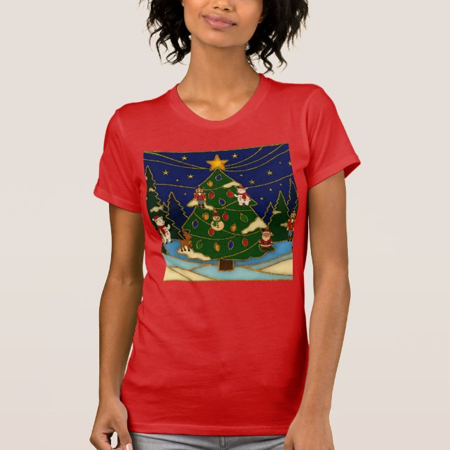 Cloisonne Art Whimsical Forest Classic Christmas  T-Shirt (Vorderseite)