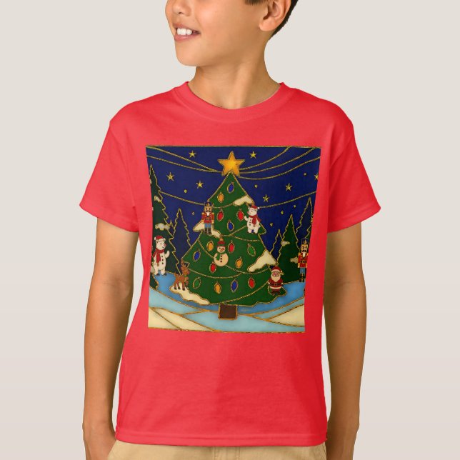 Cloisonne Art Whimsical Forest Classic Christmas  T-Shirt (Vorderseite)