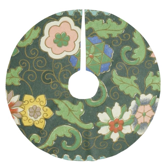 Cloisonne China Patter Asian Oriental Polyester Weihnachtsbaumdecke (Vorderseite)