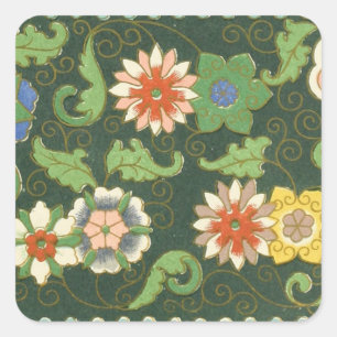 Cloisonne China Patter Asian Oriental Quadratischer Aufkleber