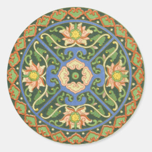 Cloisonne China Patter Asian Oriental Runder Aufkleber