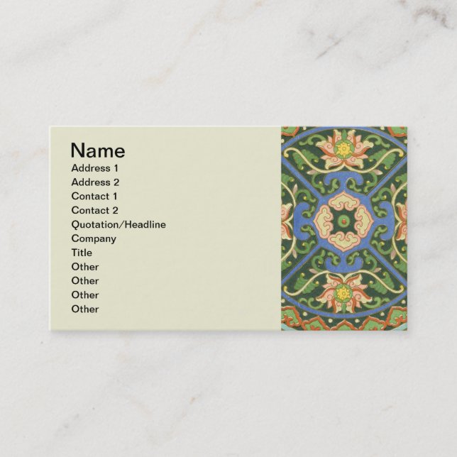 Cloisonne China Patter Asian Oriental Visitenkarte (Vorderseite)