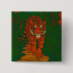 Cloisonne-Kunst Tiger auf dem Dschungelpfad Button