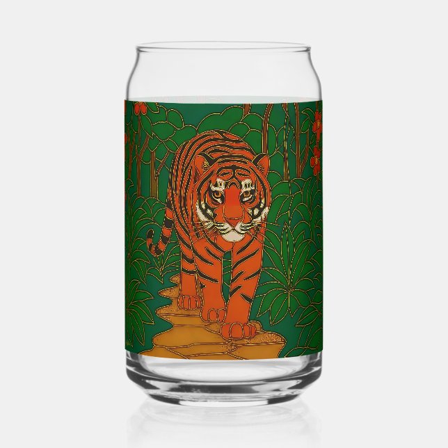 Cloisonne Kunst Tiger auf dem Dschungelpfad Dosenglas (Vorderseite)