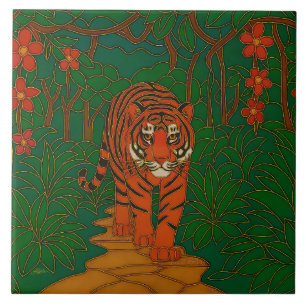 Cloisonne Kunst Tiger auf dem Dschungelpfad Fliese