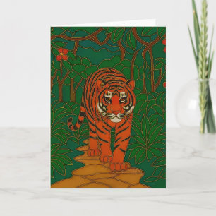 Cloisonne Kunst Tiger auf dem Dschungelpfad Karte