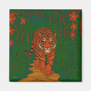 Cloisonne-Kunst Tiger auf dem Dschungelpfad Magnet