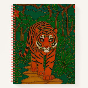 Cloisonne Kunst Tiger auf dem Dschungelpfad Notizbuch