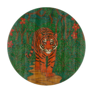 Cloisonne Kunst Tiger auf dem Dschungelpfad Schneidebrett