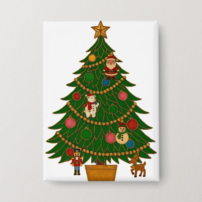Cloisonne-Kunst-Weihnachtsbaum-Figurenschmuck Button (Vorderseite)