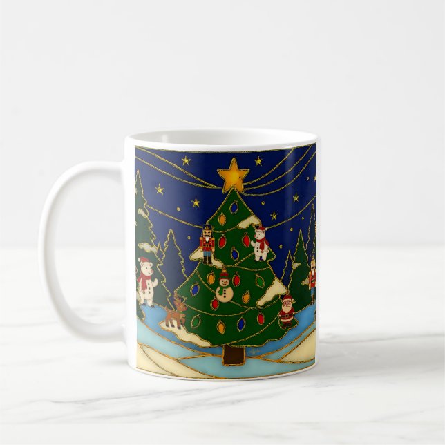 Cloisonne Kunst Whimsical Forest Klassisches Weihn Kaffeetasse (Links)