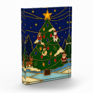Cloisonne Kunst Whimsical Wald Klassisches Weihnac Fotoblock