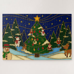 Cloisonne Kunst Whimsical Wald Klassisches Weihnac Puzzle