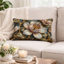 Cloisonné-Magnolie Blumen Blau Gold Vierpass