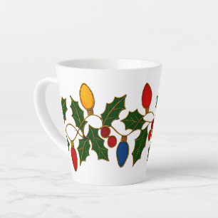 Cloisonne-Weihnachtsbeleuchtung und Stechpalme Milchtasse