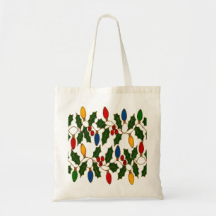 Cloisonne-Weihnachtsbeleuchtung und Stechpalme Tragetasche