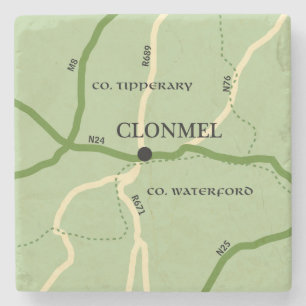 Clonmel Landkreis Tipperary Ireland Road Map Steinuntersetzer