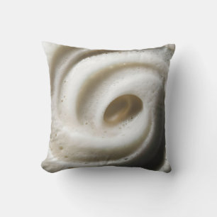 Close-Up of Creamy White Foam with Swirling Textur Kissen