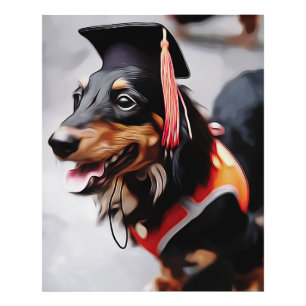 Close Up Of Dachshund Dog Wearing Graduation Hat P Fotodruck