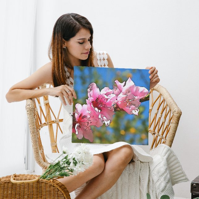 Close Up Peach Tree Blossom Black Outline Art Leinwanddruck (Von Creator hochgeladen)